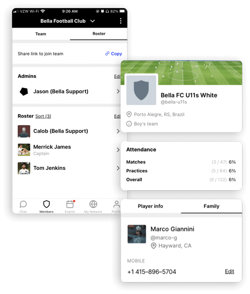 Bella Football App on Seamless member management